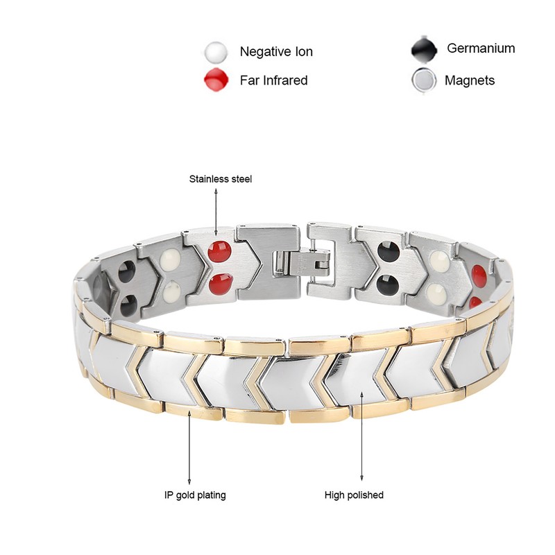 4 In 1 Men Titanium Steel Germanium Magnetic Bracelet Adjustable