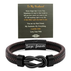WZERHO Mens Bracelets Leather,Dad Gifts for Boyfriends,Christmas Gifts for Dad,Husband-Gifts,to My Son Bracelet to My Husband