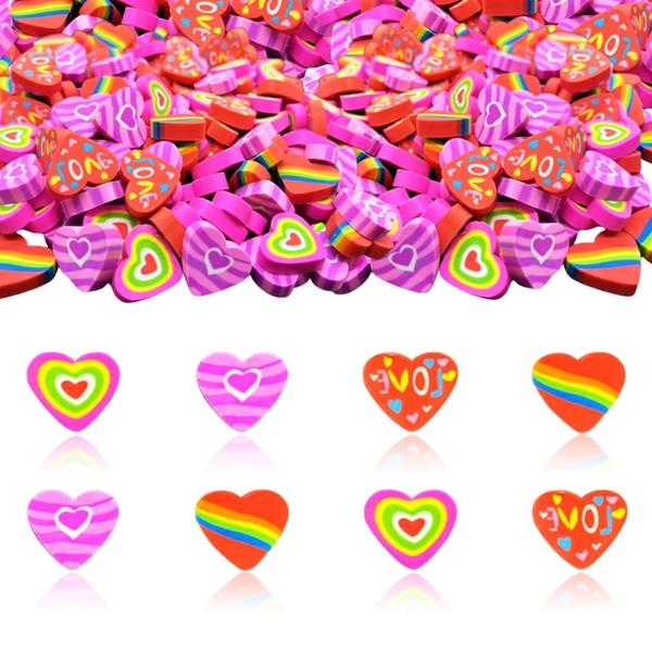 76 Pcs Valentine Erasers Heart Pencil Erasers Mini Erasers for
