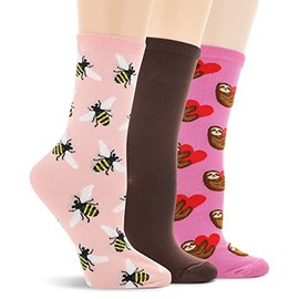 Hot Sox Women's Animal lover Crew Socks 3 Pack, Multi-Colored, Women's Shoe Size: 4-10, Multi-colored, 4-10