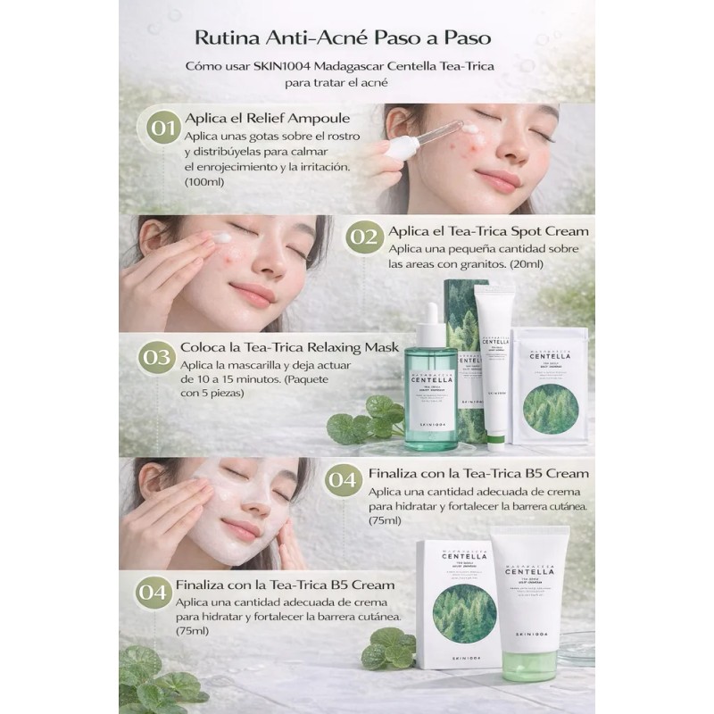 Kit 4 Pzs Skin1004 Madagascar Centella Tea-trica Grasa Acne