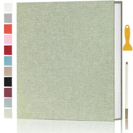 Photo Album Self Adhesive Pages for 4x6 5x7 8x10 Pictures Scrapbook Magnetic Photo Albums with Sticky Pages Books with A Metallic Pen for Baby Wedding Family 13.2x12.8 GrassGreen 60 Pages