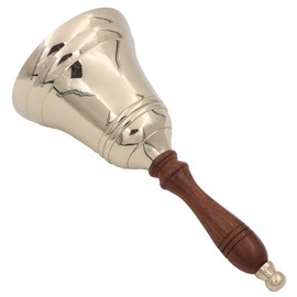 8.5"(H) 4"(D) Solid Brass Bell Quality Wooden Handle Bell Perfect for Dinner, Indoor, Outdoor, School, Bar, Reception, Last Order & Church by THDC