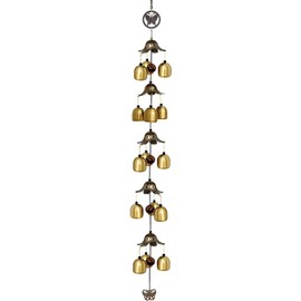 Generic Wind Chimes for Home, Balcony, Garden, 5 Layer, Positive Energy, Home Decor, Hanging Long Brass Bells, Gifts for Loved Ones, 15 Bells, Silver Leaf by Click2Get, Gold