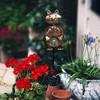 KAIXOXIN Garden Solar Lights Metal Cat Crackle Glass Globe Stake