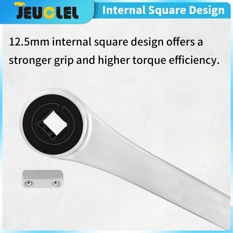 JEUCLEL 10.6-Inch Push through Ratchet, 1/2" Drive, 7.5° return angle,
