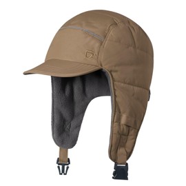 GADIEMKENSD Winter Trapper Hunting Hat with Earflaps Brim Visor Reflective Baseball Cap Warm Aviator Hats for Ski Rain Work Running Golf Outdoor Brown