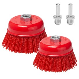 Zzcy Nylon Cup Brush Pack of 2 Nylon Brush Angle Grinder Nylon Filament Abrasive Wire Cup Brush with M14 Thread Attachment for Removing Rusts Metal Polishing Cleaning Diameter 75 mm