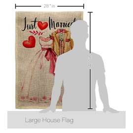 Breeze Decor Just Married Burlap House Flag Eagle Set Celebration Wedding Marriage Bride Groom Mrs Occasion Anniversary Party Decoration Banner Small Garden Yard Gift Double-Sided, Made in USA