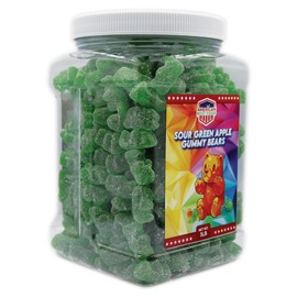 Gummy Bear 3LB In Plastic Clear Container (SOUR GREEN APPLE)