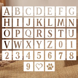 3 Inch Alphabet Stencils for Painting on Wood – 38 PCS Reusable Letter & Number Templates with Heart & Paw Prints for Journal, Cookies, Wall & DIY Home Décor