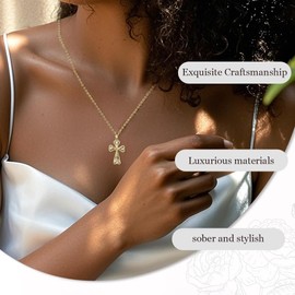 Kreuz Kette, Damen Gold Kreuzkette, Kreuz Anhänger Halskette, Damen AAA Zirkonia Kreuz Anhänger, Hypoallergene 18K Vergoldete Kette, Modeschmuck für Frauen Mädchen Geschenk