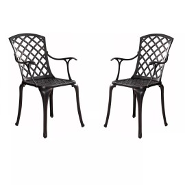 Withniture Outdoor Dining Chairs Set 2 Bistro Chair, Cast Aluminum Dining Chairs