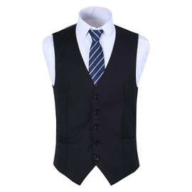 Kayiyasu Men's Suit Vest, Wedding, Business, Large Size, Gilet Vest, Slim, Business Vest, Buckle Included, Casual, Formal, For Spring, Summer, Autumn, Winter, Gentleman, Black
