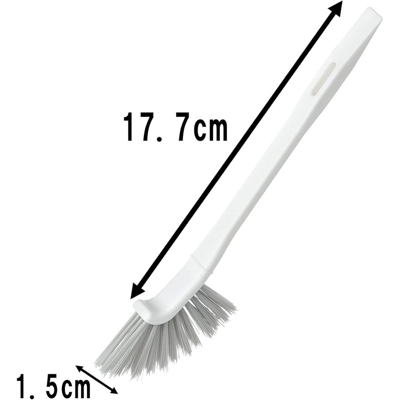 Mameita Mini Cleaning Brush, 2-Piece Set, White, Japanese-Made, Long Brush