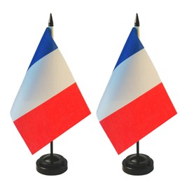 2 Pack France Desk Flags, FrenchTable Flag, French Decorations, French Conference Flag, France Flags, 19 x 5.5 inches - Vivid Color and Fade Resistant