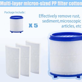 5Pcs Bathroom Sink Filter Elements, PP Cotton and Calcium Sulfite Balls Double Filtration to Remove Chloro Fluoro Metals, Water Faucet Filter Element Water Filter Accessories