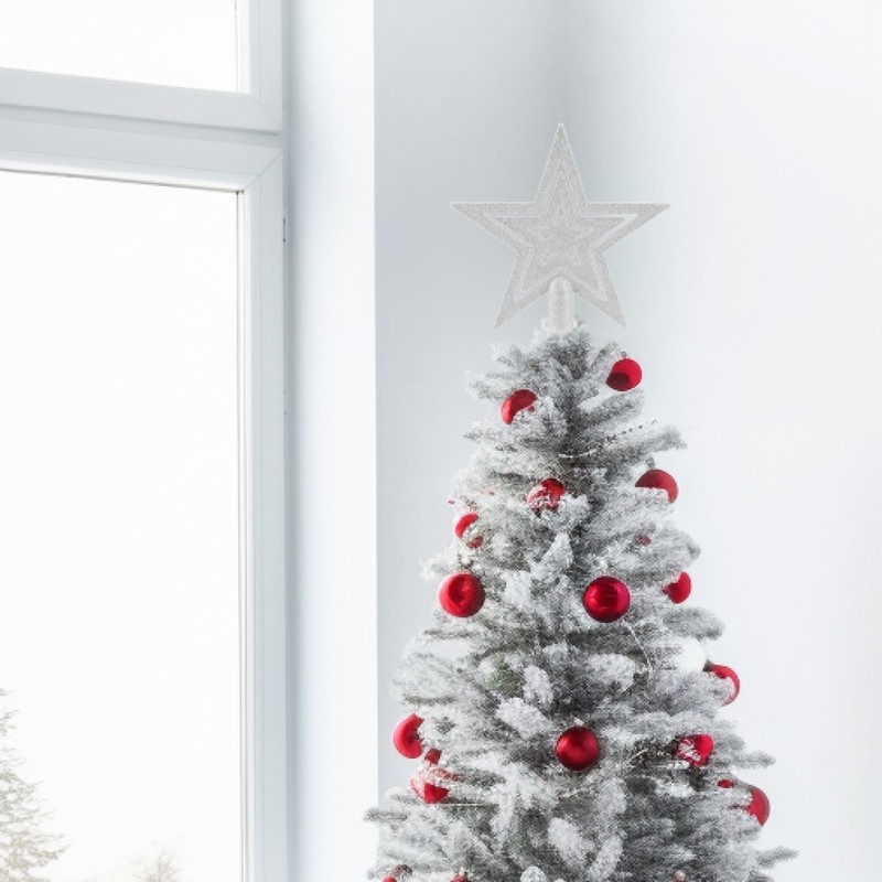 com-four® Weihnachtsbaumspitze Glitzer-Stern - Stern-Spitze für Weihnachtsbaum - Christbaumspitze für