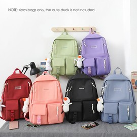 4 pcs Canvas Backpack Combo Set School Bags with Crossbody Bag Pencil Box Casual School Bag For Teenage Girls Women Backpack College Student Laptop Backpacks