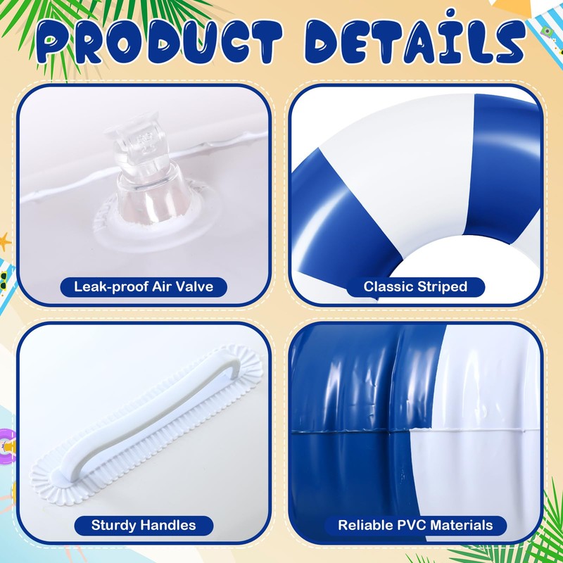 WinnerWhy 3 Pcs Large Swim Ring with Handles Set 47.24"