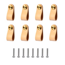 Zasiene Furniture Handles Leather Pack of 8 Handles Furniture Leather Furniture Knobs Leather Handles for Furniture for Drawer Cabinet Door Home Decor with Screws Accessories