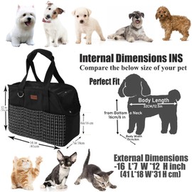 Patazone Dog Purse Carrier for Small Dogs,Cozy Plush Pet Carrier Purse (Black)