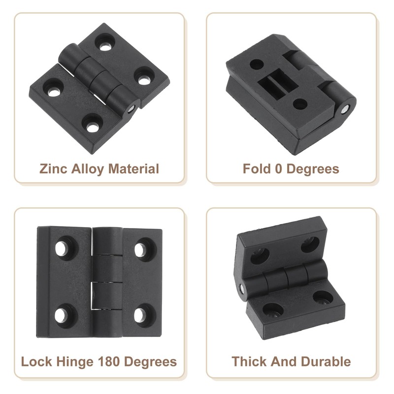 uxcell 2Pcs Adjustable 180 Degree Hinges, 50mmx60mm Nylon Locking Leaf