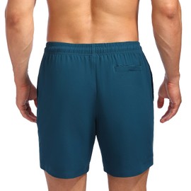 Biwisy Men's Swim Trunks Quick Dry Mesh Lining Shorts with Pockets Dark Blue