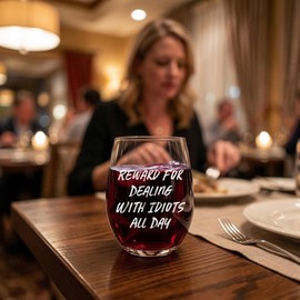 Jmugmt Reward For Dealing With Idiots All Day Wine Glass, Funny Gifts for Women Coworker Friend Wife Boss Him Christmas Bosses Day Birthday, 16 OZ Wine Glass with Gift Box