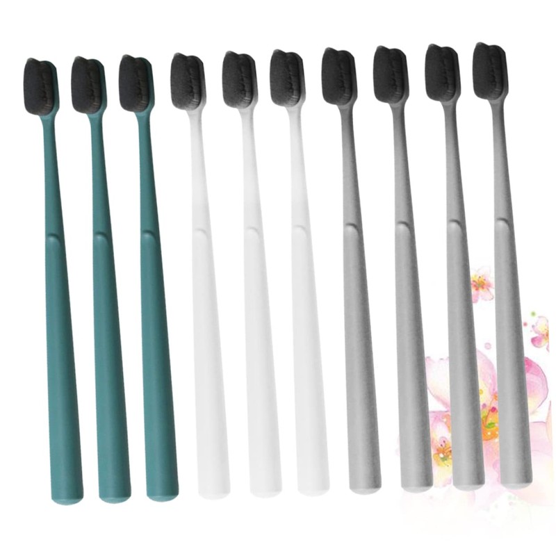 LALAFINA 10pcs Nylon Toothbrushes Soft Bristle Teeth Cleaning Portable Single
