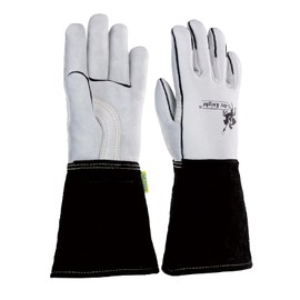 Weldas® Arc Knight® goat skin leather premium welding gloves, Ideal for medium Amperage TIG application and Material handling, White and Black, 10-2650L, Size Large