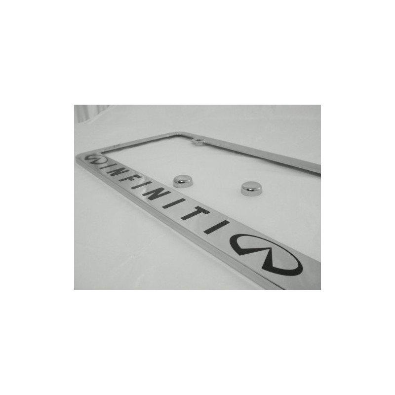 Fit Infiniti Polished Stainless Steel License Plate Frame w/Caps