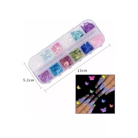 LINKPAL Nail Glitter Sequins Holographic Laser Butterfly Flakes Nail Art 3D Decoration