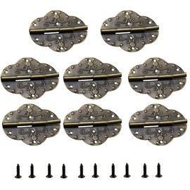 Runseaway 8Pcs 2.75" x 2.12" Antique Brass Decorative Cabinet Hinges, Vintage Chest Hinge Butterfly Hinges for Wood Boxes Jewelry Boxes Wooden Doors