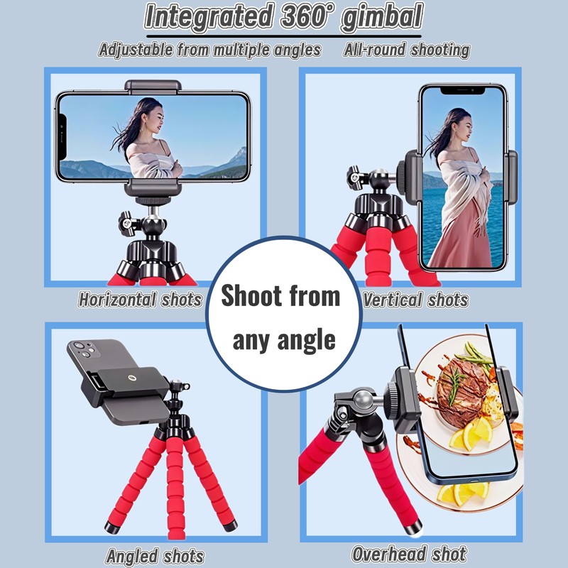 YOUNEEDFUL Mini Portable Phone Tripod Stand with Flexible Legs (Black)