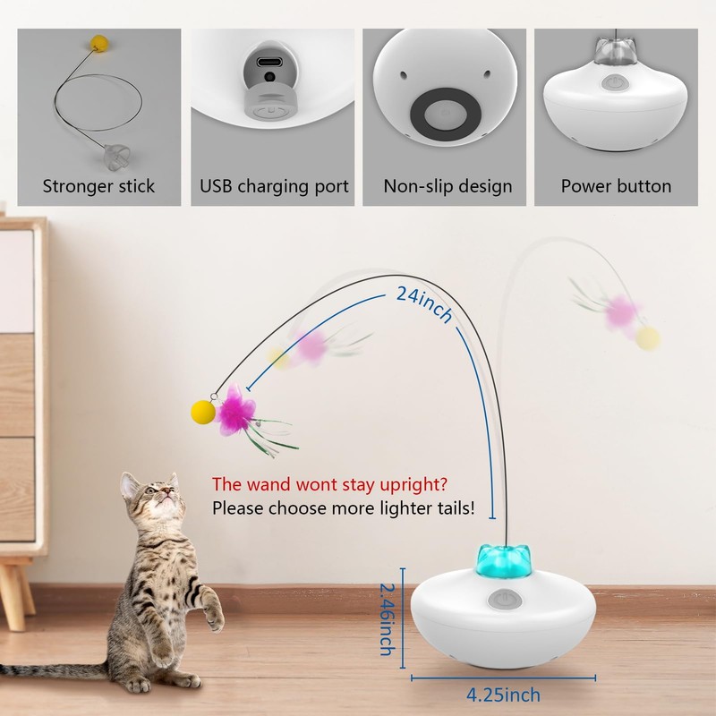 Oxawo Interactive Cat Toys Indoor Cats Toy Automatic Moving Feather
