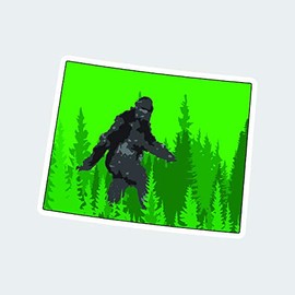 Wyoming State Shaped Bigfoot Sticker Decal Self Adhesive FA Graphix Big Foot Sasquatch yeti WY