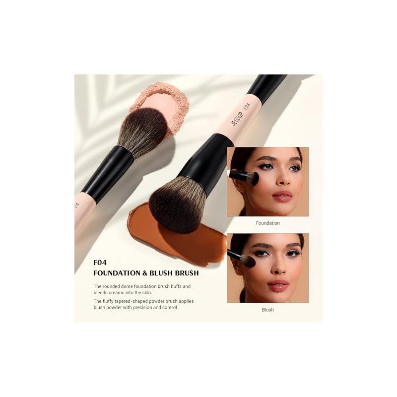 Jessup 3 Brochas de Maquillaje Rostro Doble Punta para Contorno