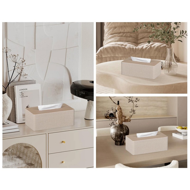 Tissue Box Cover Rectangular PU Leather Facial Tissue Dispenser Box