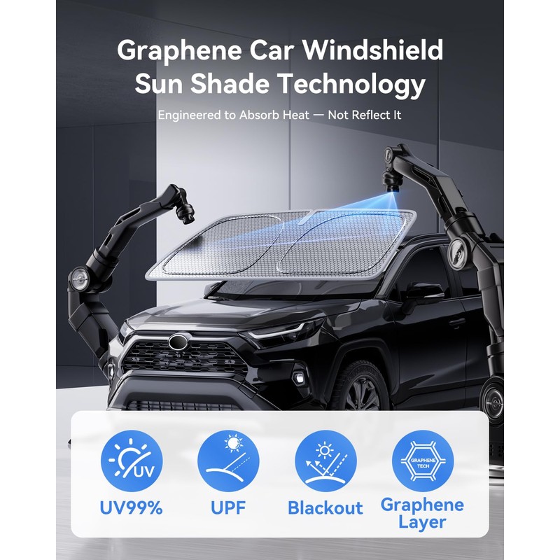 helloleiboo Graphene Windshield Sun Shade for SUVs and Most Mid-Size
