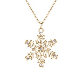 Ever Faith Gold-Tone Austrian Crystal Snowflake Flower Necklace Clear N04564-2