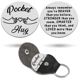 Small Hug Lucky Charm, Courage Gift, Lucky Charm Exam, Get Well Soon Gifts for Family Favourite Person Women Boys Patient (Silver)