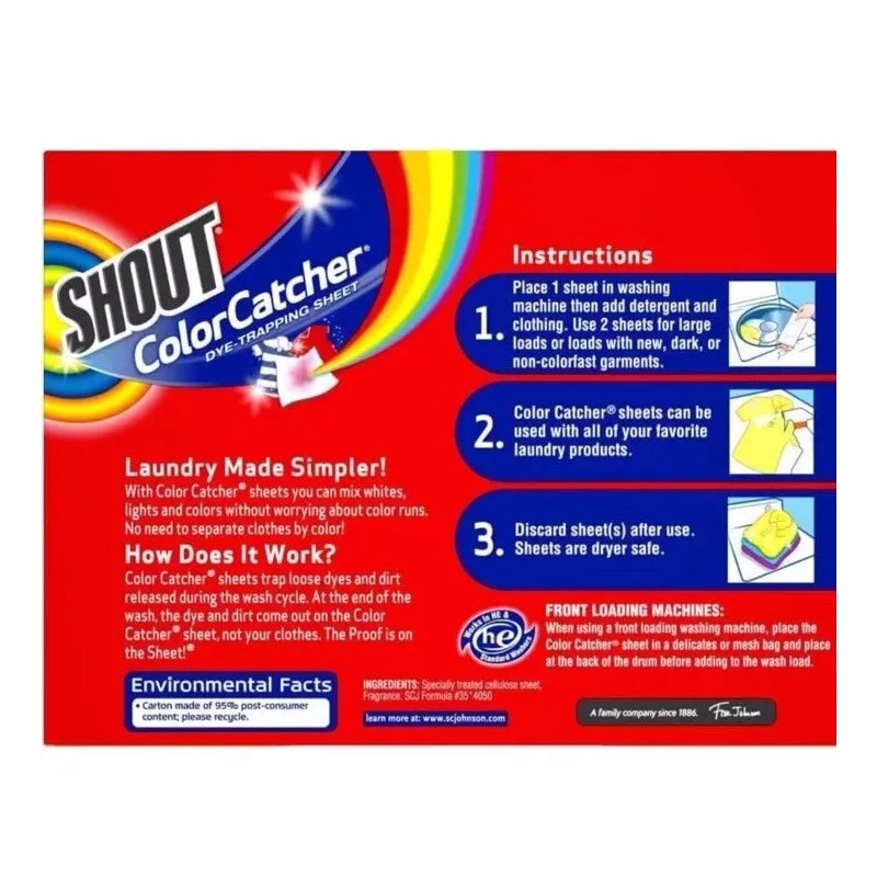 Shout Color Catcher Sheets for Laundry, Maintains Clothes Original Colors-