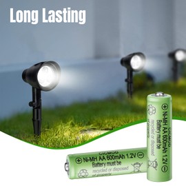 CICMOD Rechargeable AA Batteries 1.2V Ni-MH 600mAh Double A Battery for Outdoor Garden Solar Lights 4 Pack