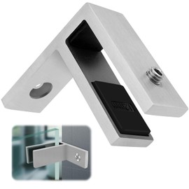 Gyykzz 1 Pack Railing Wall to Glass Clamp, F Shape Stainless Steel 304 Bracket for Indoor & Outdoor, Satin Finish Railing Glass Clip Holder for Fence, Balustrade, Balcony Deck