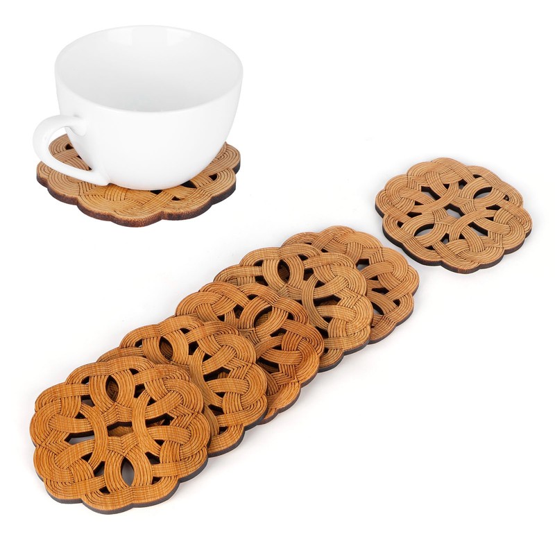 6PCS Bamboo Coaster Teacup Mat AntiScald Heat Insulation Pad Tea