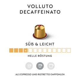 NESPRESSO Original Volluto Decaffeinato Arabica Coffee without Caffeine Medium Roast Ideal for Espresso & Lungo Compatible with Original Capsule Machines 100 Coffee Capsules