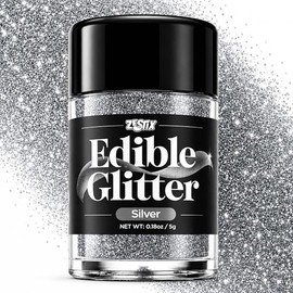 Silver Edible Glitter 5g, Food Grade Edible Luster Dust for Drinks & Cakes, Shimmer Powder for Cocktails, Baking, Cupcakes & Dessert Decoration