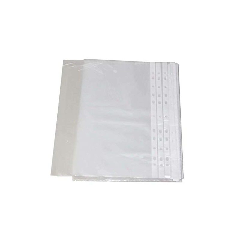 100 X A4 Clear Plastic Punch Punched Pockets FOLDERS Filing