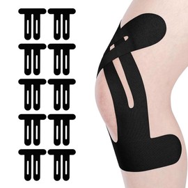 10 Pcs Kinesiology Knee Tapes,Pre Cut Kinesiology Tape Knee Support Tape,Kinesiology Tape Knee,for Muscle Discomfort Relief Ideal for Hiking,Running,Riding(Black)